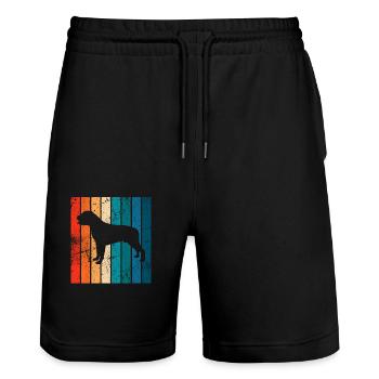 Rottweiler dog lover Retro vintage Gift idea - Stanley/Stella Unisex Bio Joggingshorts Trainer  - Schwarz - Vorne - Nik (191cm) & Marisol (170cm)