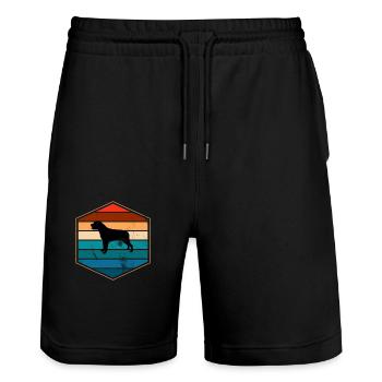 Rottweiler dog lover Retro vintage Gift idea - Stanley/Stella Unisex Bio Joggingshorts Trainer  - Schwarz - Vorne - Nik (191cm) & Marisol (170cm)