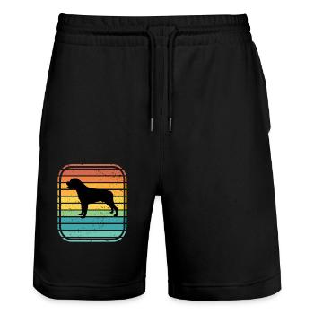 Rottweiler dog lover Retro vintage Gift idea - Stanley/Stella Unisex Bio Joggingshorts Trainer  - Schwarz - Vorne - Nik (191cm) & Marisol (170cm)