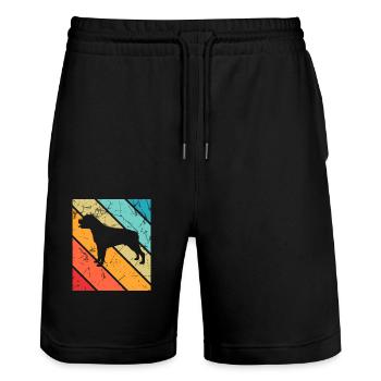 Rottweiler dog lover Retro vintage Gift idea - Stanley/Stella Unisex Bio Joggingshorts Trainer  - Schwarz - Vorne - Nik (191cm) & Marisol (170cm)