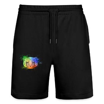Farbiger Kopf des Frettchen - Stanley/Stella Unisex Bio Joggingshorts Trainer  - Schwarz - Vorne - Nik (191cm) & Marisol (170cm)