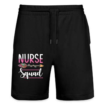 Krankenschwester - Stanley/Stella Unisex Bio Joggingshorts Trainer  - Schwarz - Vorne - Nik (191cm) & Marisol (170cm)