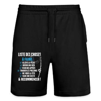La liste du pêcheur Cadeau humour pour pêcheur - Short de jogging bio TRAINER Stanley/Stella unisexe - noir - Devant - Nik (191cm) & Marisol (170cm)