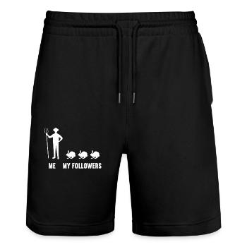 Moi et mes adeptes lapin lapin lapins - Short de jogging bio TRAINER Stanley/Stella unisexe - noir - Devant - Nik (191cm) & Marisol (170cm)