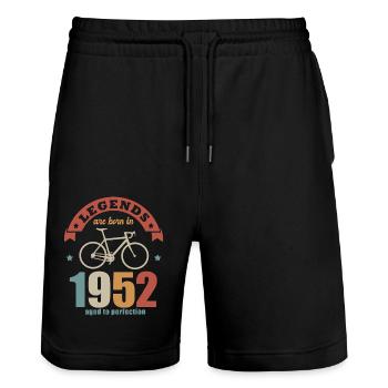 cycling bike anniversary born in 1952 70 years - Stanley/Stella Trainer Unisex Organic Jogging Shorts - black - Front - Nik (191cm) & Marisol (170cm)