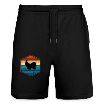 Shih Tzu dog lover Retro vintage Gift idea - Stanley/Stella Unisex Bio Joggingshorts Trainer  - Schwarz - Vorne - Nik (191cm) & Marisol (170cm)