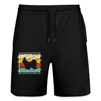 Shih Tzu amoureux des chiens Retro vintage Idée cadeau - Short de jogging bio TRAINER Stanley/Stella unisexe - noir - Devant - Nik (191cm) & Marisol (170cm)