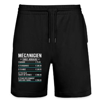 Le Tarif Horaire D'un Mécanicien - Short de jogging bio TRAINER Stanley/Stella unisexe - noir - Devant - Nik (191cm) & Marisol (170cm)