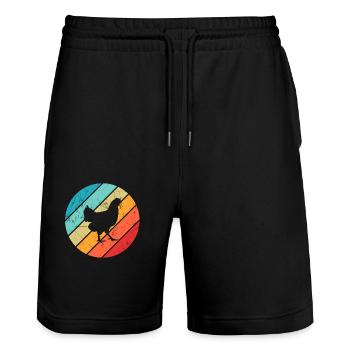 Chicken Farmer lover Retro vintage Gift idea - Stanley/Stella Unisex Bio Joggingshorts Trainer  - Schwarz - Vorne - Nik (191cm) & Marisol (170cm)