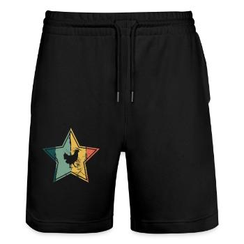 Chicken Farmer lover Retro vintage Gift idea - Stanley/Stella Unisex Bio Joggingshorts Trainer  - Schwarz - Vorne - Nik (191cm) & Marisol (170cm)