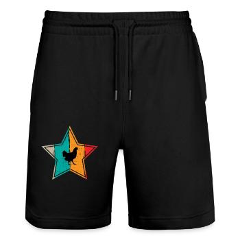 Chicken Farmer lover Retro vintage Gift idea - Stanley/Stella Unisex Bio Joggingshorts Trainer  - Schwarz - Vorne - Nik (191cm) & Marisol (170cm)