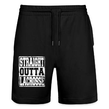 Lacrosse saying funny - Stanley/Stella Trainer Unisex Organic Jogging Shorts - black - Front - Nik (191cm) & Marisol (170cm)