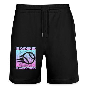 I'd rather be playing tennis - Stanley/Stella Trainer Unisex Organic Jogging Shorts - black - Front - Nik (191cm) & Marisol (170cm)
