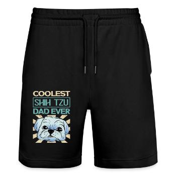 Shih Tzu Dad Owner Dog Owner Gift - Stanley/Stella Trainer Unisex Organic Jogging Shorts - black - Front - Nik (191cm) & Marisol (170cm)