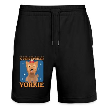 Yorkie Dad Yorkshire Terrier Dog Cadeau - Short de jogging bio TRAINER Stanley/Stella unisexe - noir - Devant - Nik (191cm) & Marisol (170cm)