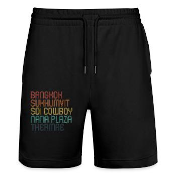 Thermae Nana Plaza Soi Cowbox Sukhumvit Bangkok - Stanley/Stella Trainer Unisex Organic Jogging Shorts - black - Front - Nik (191cm) & Marisol (170cm)