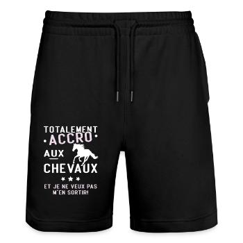 Totalement accro aux chevaux - Short de jogging bio TRAINER Stanley/Stella unisexe - noir - Devant - Nik (191cm) & Marisol (170cm)