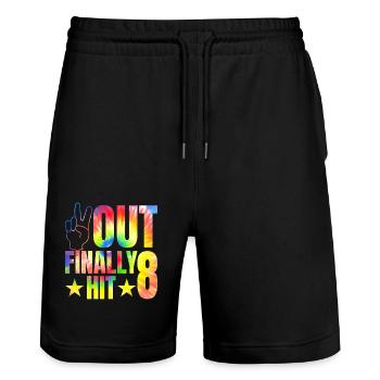 8. Geburtstagsfeier Des 8-jährigen Zelebranten - Stanley/Stella Unisex Bio Joggingshorts Trainer  - Schwarz - Vorne - Nik (191cm) & Marisol (170cm)