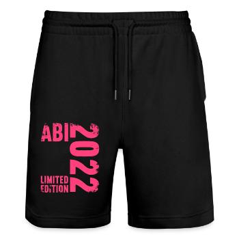 Abitur Gymnasium Damen und Herren Abi 2022 - Stanley/Stella Unisex Bio Joggingshorts Trainer  - Schwarz - Vorne - Nik (191cm) & Marisol (170cm)