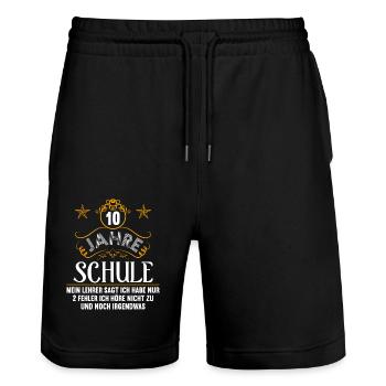 Realschule bestanden Realschulabschluss 2022 - Stanley/Stella Unisex Bio Joggingshorts Trainer  - Schwarz - Vorne - Nik (191cm) & Marisol (170cm)