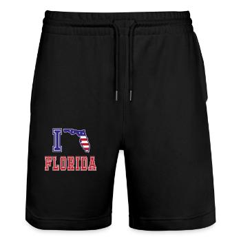 Florida USA I love Albama - Stanley/Stella Trainer Unisex Organic Jogging Shorts - black - Front - Nik (191cm) & Marisol (170cm)