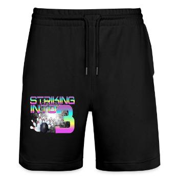 Hitting In 3 Bowling Bowlers 3rd Birthday Party - Stanley/Stella Trainer Unisex Organic Jogging Shorts - black - Front - Nik (191cm) & Marisol (170cm)