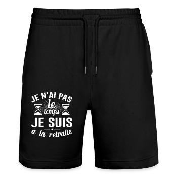 Retraite Cadeau Anniversaire Idée Cadeau Cool Papy - Short de jogging bio TRAINER Stanley/Stella unisexe - noir - Devant - Nik (191cm) & Marisol (170cm)