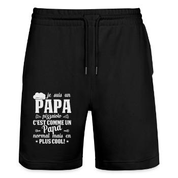 Pizza Cuisinier Restaurant Papa Italie Pizzeria - Short de jogging bio TRAINER Stanley/Stella unisexe - noir - Devant - Nik (191cm) & Marisol (170cm)