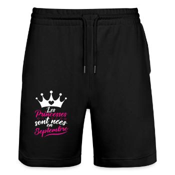 Les Princesses Sont Nées En Septembre - Short de jogging bio TRAINER Stanley/Stella unisexe - noir - Devant - Nik (191cm) & Marisol (170cm)