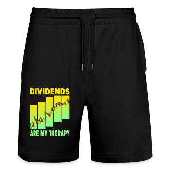 Dividends are my Therapy - Stanley/Stella Trainer Unisex Organic Jogging Shorts - black - Front - Nik (191cm) & Marisol (170cm)