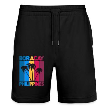 Boracay Philippines - Stanley/Stella Trainer Unisex Organic Jogging Shorts - black - Front - Nik (191cm) & Marisol (170cm)