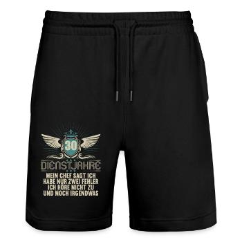 30 Jahre im Dienst 30 Jähriges Dienstjubiläum - Stanley/Stella Unisex Bio Joggingshorts Trainer  - Schwarz - Vorne - Nik (191cm) & Marisol (170cm)