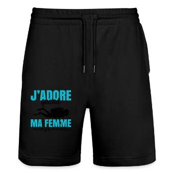 Sport Plongée Idée Cadeau Mer Vacances Hobby Apnée - Short de jogging bio TRAINER Stanley/Stella unisexe - noir - Devant - Nik (191cm) & Marisol (170cm)