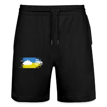 Tracteur Tank Ukraine Meme - Short de jogging bio TRAINER Stanley/Stella unisexe - noir - Devant - Nik (191cm) & Marisol (170cm)