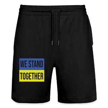 Ukraine We stand Together - Stanley/Stella Unisex Bio Joggingshorts Trainer  - Schwarz - Vorne - Nik (191cm) & Marisol (170cm)