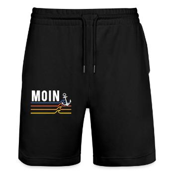 Moin ihr Spacken - Digga Spruch Meer Norddeutsch - Stanley/Stella Unisex Bio Joggingshorts Trainer  - Schwarz - Vorne - Nik (191cm) & Marisol (170cm)