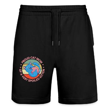Cat Mom Kitten Cat Cat Owner Gift - Stanley/Stella Trainer Unisex Organic Jogging Shorts - black - Front - Nik (191cm) & Marisol (170cm)