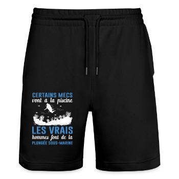Les Vrais Hommes Font De La Plongée Sous-marine - Short de jogging bio TRAINER Stanley/Stella unisexe - noir - Devant - Nik (191cm) & Marisol (170cm)