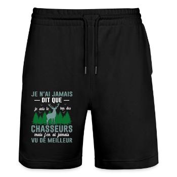 Chasser Fête Des Pères Idée Cadeau Papa Noël Cerf - Short de jogging bio TRAINER Stanley/Stella unisexe - noir - Devant - Nik (191cm) & Marisol (170cm)