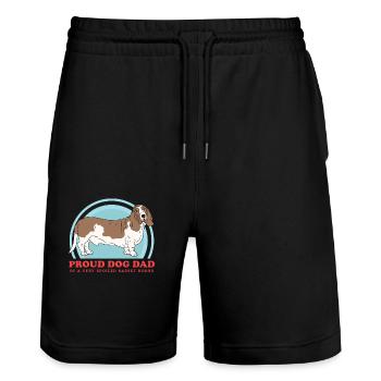 Basset Hound Dad Owner Dog Owner Gift - Stanley/Stella Trainer Unisex Organic Jogging Shorts - black - Front - Nik (191cm) & Marisol (170cm)