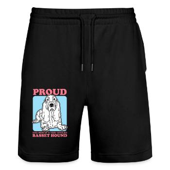 Basset Hound Maman Chien Maman Chien Propriétaire Cadeau - Short de jogging bio TRAINER Stanley/Stella unisexe - noir - Devant - Nik (191cm) & Marisol (170cm)