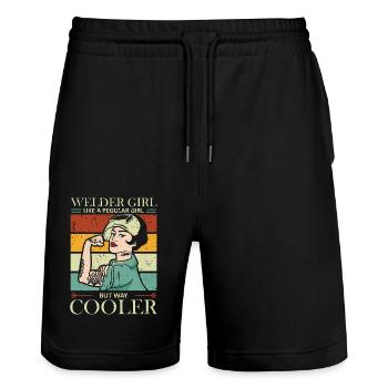 Welders Gifts, Funny Welder Welder Shirt, Welding - Stanley/Stella Unisex Bio Joggingshorts Trainer  - Schwarz - Vorne - Nik (191cm) & Marisol (170cm)