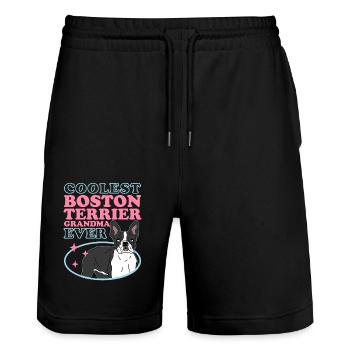 Boston Terrier Grandma Dog Owner Gift - Stanley/Stella Trainer Unisex Organic Jogging Shorts - black - Front - Nik (191cm) & Marisol (170cm)