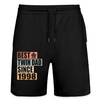 Zwillinge Vater Zwillingsvater seit 1998 - Stanley/Stella Unisex Bio Joggingshorts Trainer  - Schwarz - Vorne - Nik (191cm) & Marisol (170cm)