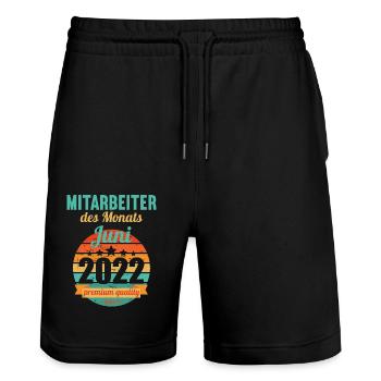 Mitarbeiter des Monats Juni 2022 - Stanley/Stella Unisex Bio Joggingshorts Trainer  - Schwarz - Vorne - Nik (191cm) & Marisol (170cm)