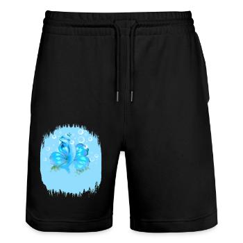 Mystischer Delfin mit Wasserflecken - Stanley/Stella Unisex Bio Joggingshorts Trainer  - Schwarz - Vorne - Nik (191cm) & Marisol (170cm)