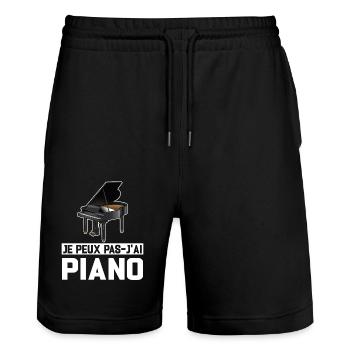 Je Peux Pas J'ai Piano Idée Cadeau Anniversaire - Short de jogging bio TRAINER Stanley/Stella unisexe - noir - Devant - Nik (191cm) & Marisol (170cm)