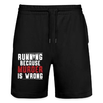 Running Because Murder Is Wrong Runner Marathon - Stanley/Stella Trainer Unisex Organic Jogging Shorts - black - Front - Nik (191cm) & Marisol (170cm)