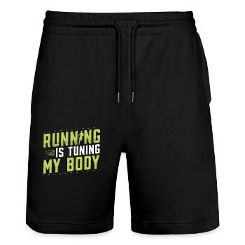 Running Is Tuning My Body Runner Marathon Trail - Stanley/Stella Trainer Unisex Organic Jogging Shorts - black - Front - Nik (191cm) & Marisol (170cm)