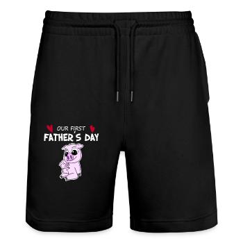 Fête des Pères - Premier cadeau de la fête des Pères - Short de jogging bio TRAINER Stanley/Stella unisexe - noir - Devant - Nik (191cm) & Marisol (170cm)